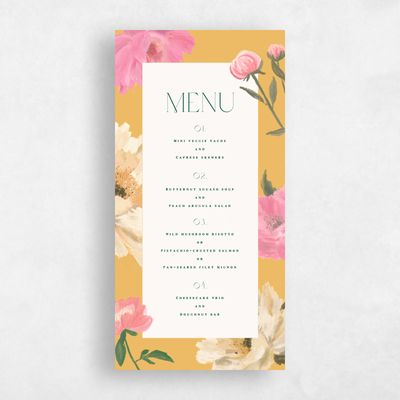 Goldenrod, Yellow Wedding Menu - Ashling