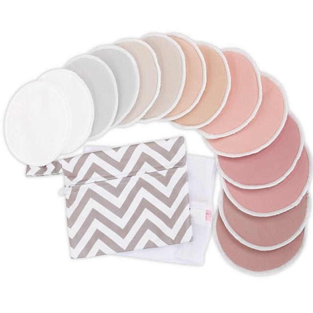 Reusable Nursing Pads for Breastfeeding - 4-Layers Organic Bamboo Nursing Pads - Breastfeeding Pads - Washable Breast Pads - Natural Bamboo Maternity Pads, Nipplecovers (Lovelle, Large 4.8")