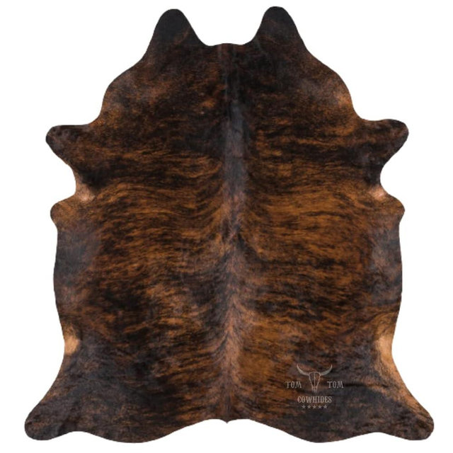Cowhides Rug 6x6 Brindle Dark Natural Leather