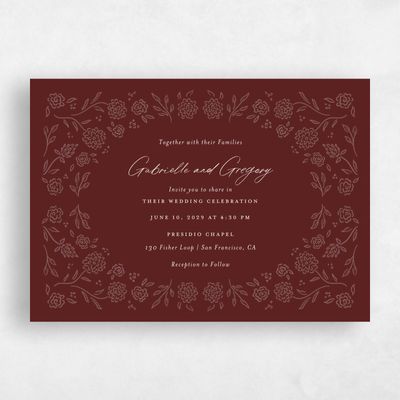 Maroon, Red Wedding Invitation - Clarian Landscape