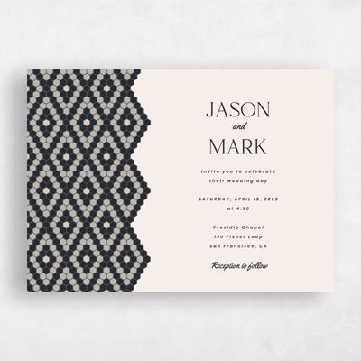 Greige, Beige Wedding Invitation - Metropol Landscape