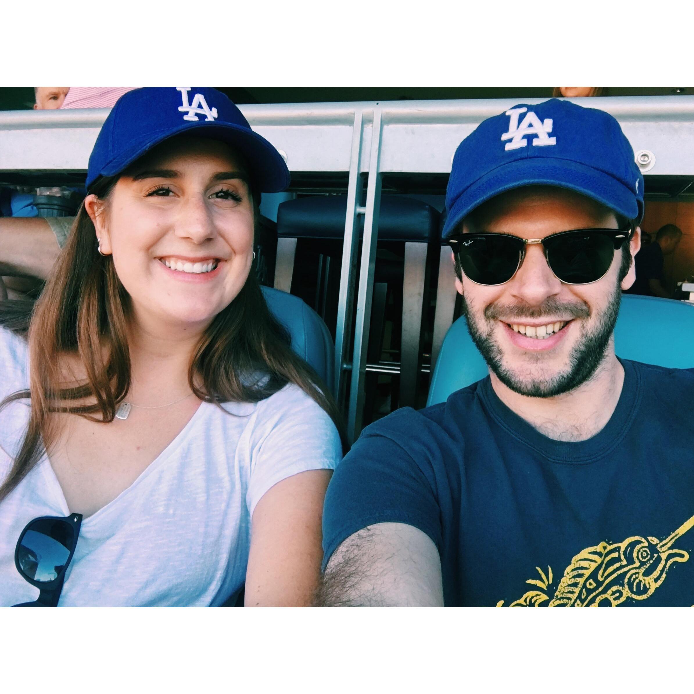 Cheering on the Dodger's in one of the suites!