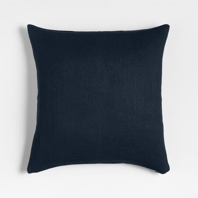 Relaxed Linen 20"x20" Deep Indigo Layering Throw Pillow with Down-Alternative Insert
