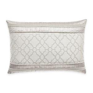 Croscill® Victoria Trellis Oblong Throw Pillow in White/Grey