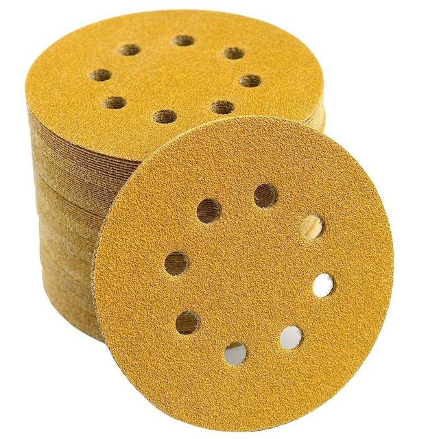 Aiyard 5-Inch 8-Hole Hook and Loop Sanding Discs 80-Grit Random Orbit Sandpaper, 100-Pack