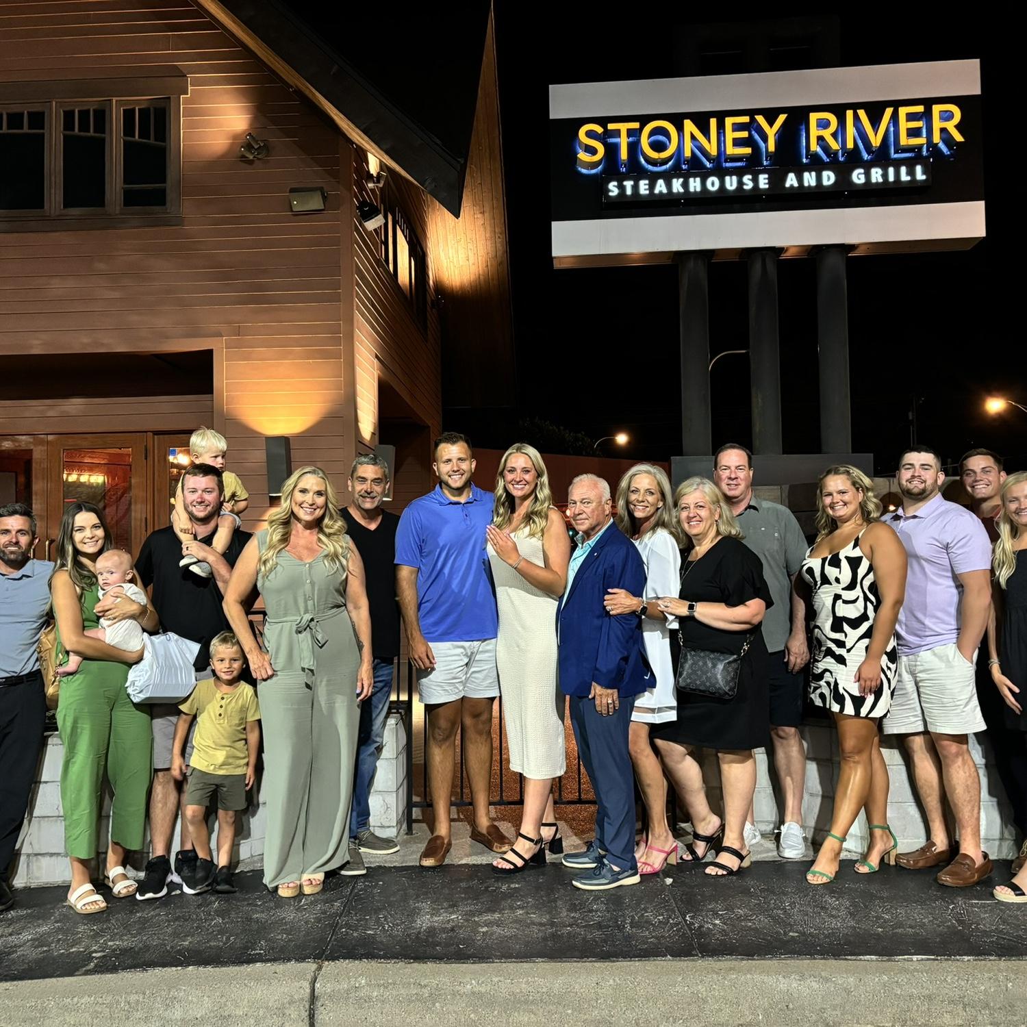 All of our favorite people here to celebrate us post-engagement!!