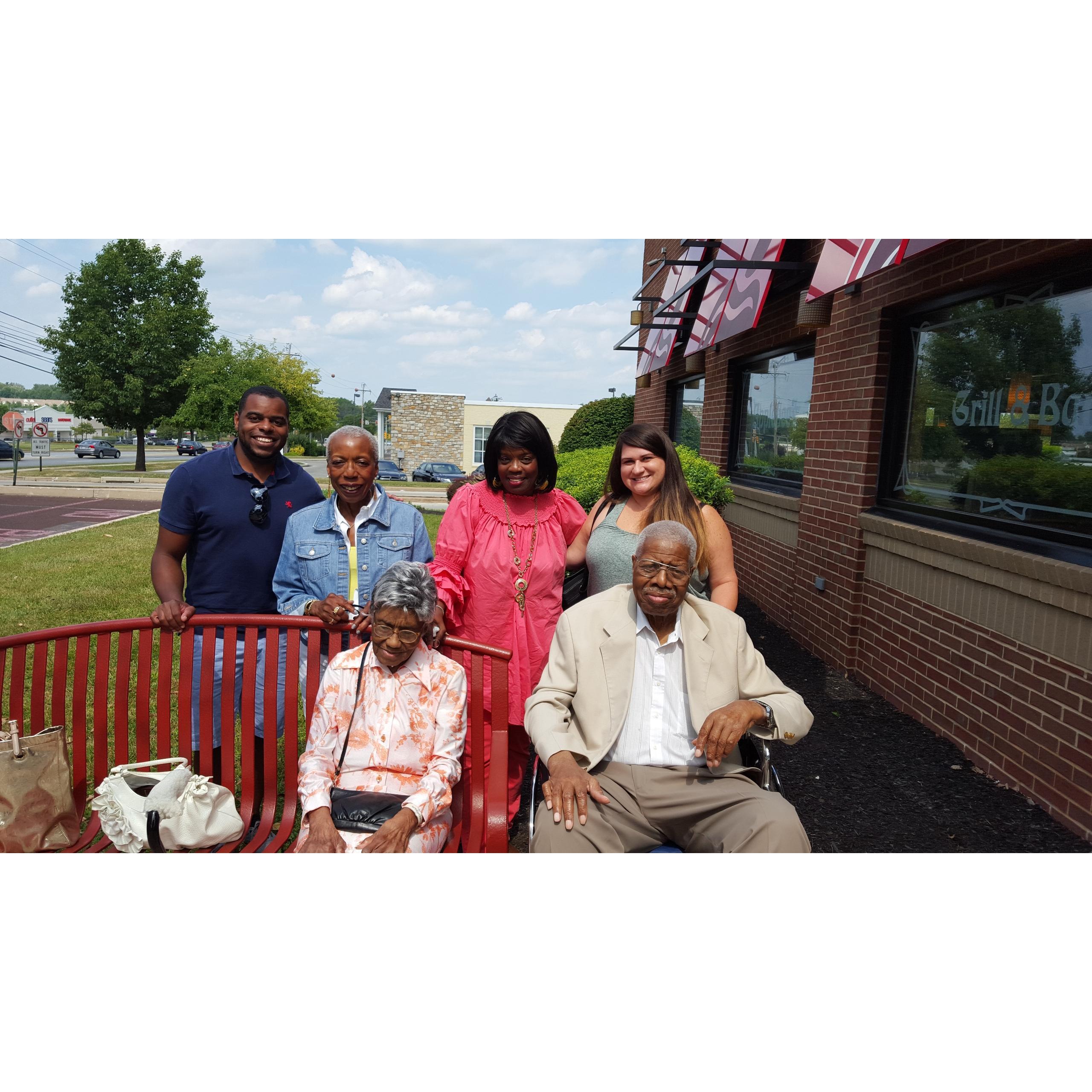 Randall, Randall's Nana, Pop-Pop, Aunt Carol, Great Aunt Mary, and Jessica