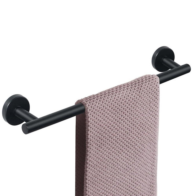NearMoon Bathroom Towel Bar, Bath Accessories Thicken Stainless Steel Shower Towel Rack for Bathroom, Towel Holder Wall Mounted (2 Pack, Matte Black, 18 Inch)