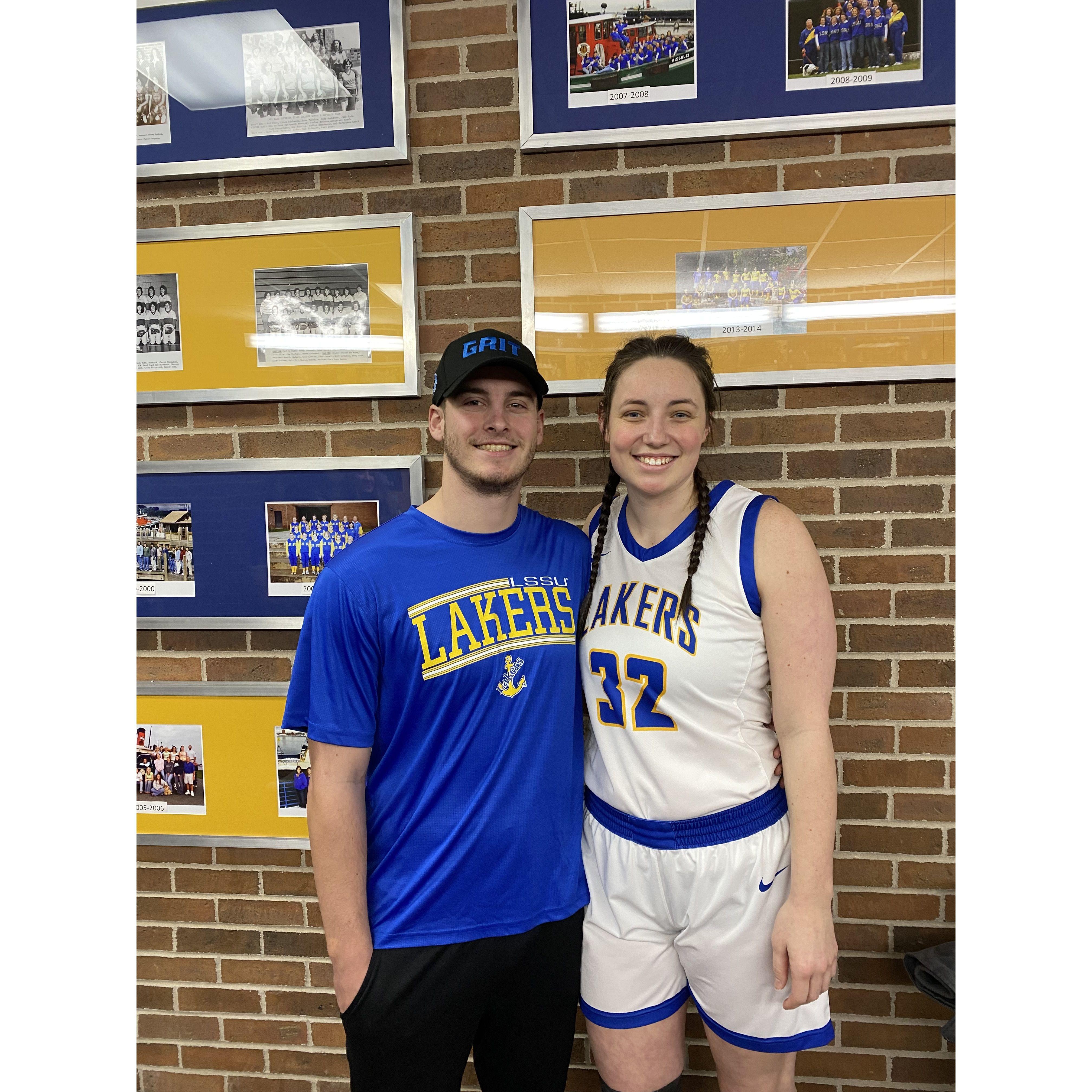 Scott came up to the Soo  to watch Kelly play basketball.