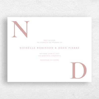 Dusty Rose, Pink Wedding Save the Date - Seraphine Landscape Letterpress