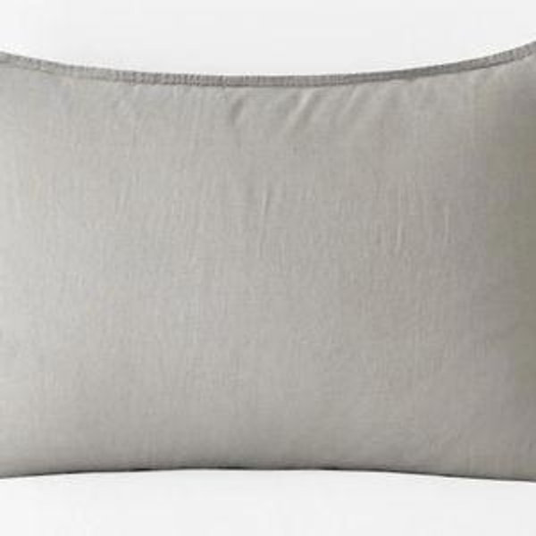 Premium Breathable Washed Linen Solid Sham, Light Gray