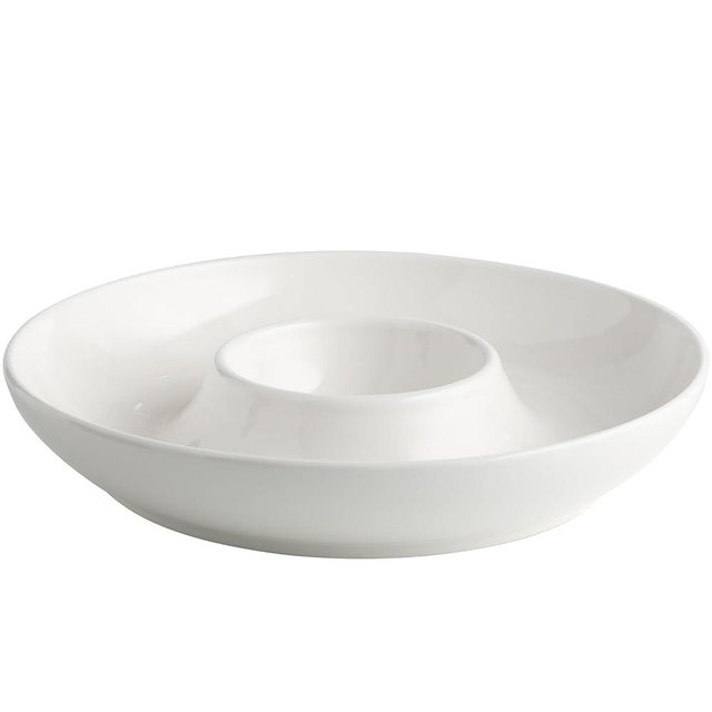 LEHAHA Ceramic Chip and Dip Serving Set, 12 Inch Large porcelain Divided Bowls Set for Salsa, Veggies, Dip, Appetizers, Snacks, Candy, Fruits-Relish Trays for Parties and Entertaining, White