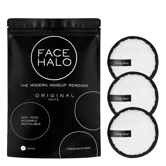Face Halo | Reusable Makeup Remover Pads, Round Makeup Remover Pads for Heavy Makeup & Masks - Microfiber Makeup Remover Wipes for Mascara, Eye Shadow, Foundation (Original - 3 Pack)