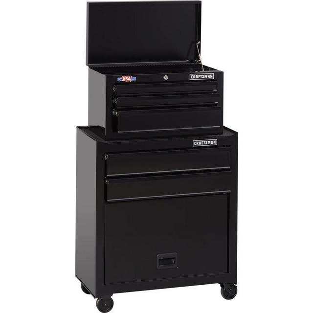 CRAFTSMAN 1000 Series 26-in W x 44-in H 5-Drawer Ball-Bearing Steel Tool Chest Combo (Black)