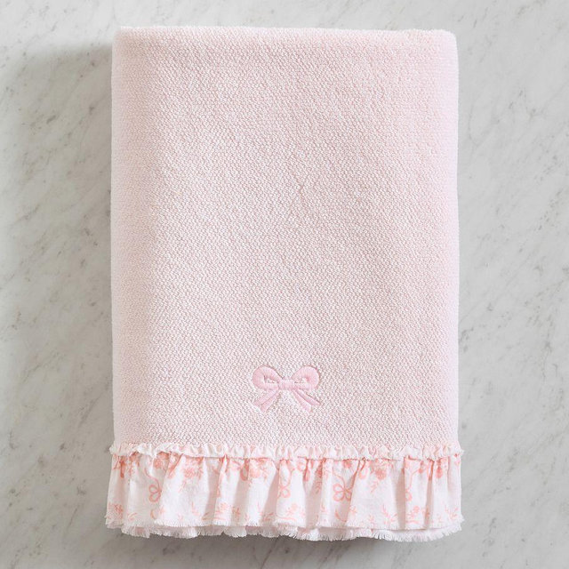 LoveShackFancy Ruffle Bath Towel, Pink