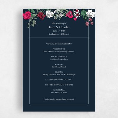 Cranberry, Blue Wedding Program - Smith and Mills