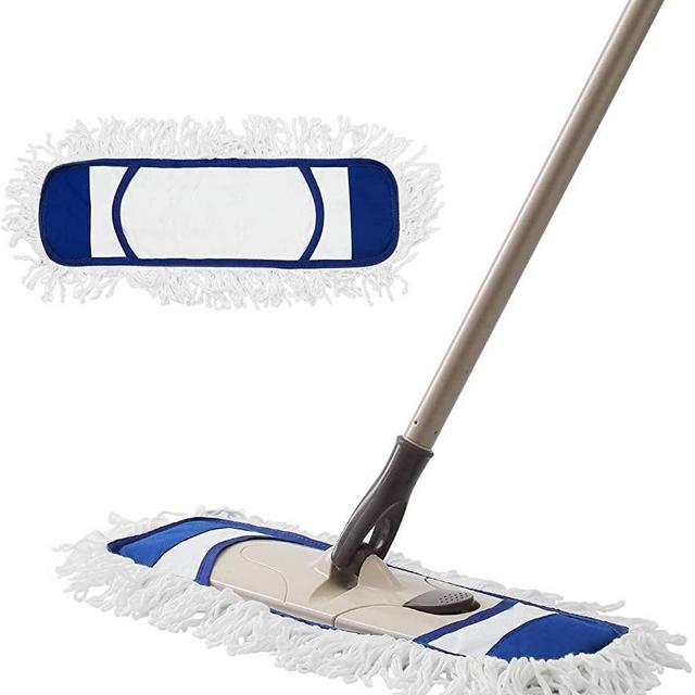 Eyliden Dust Mop, Microfiber Mops for Floor Cleaning, with Hight Adjustable Handle and 2 Washable Mops Pads, Wet & Dry Floor Cleaning Mop for Hardwood, Tiles, Laminate, Vinyl - Dust Broom (Blue)