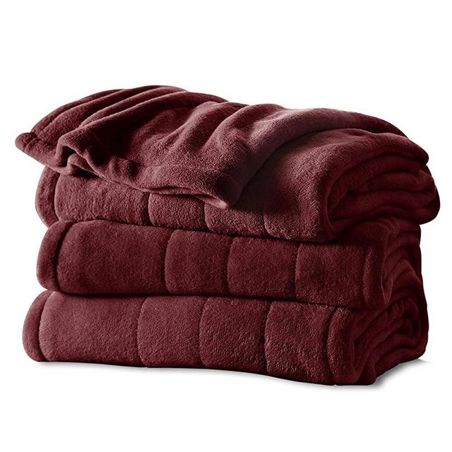 Sunbeam Heated Blanket | Microplush, 10 Heat Settings, Garnet, Queen - BSM9KQS-R310-16A00