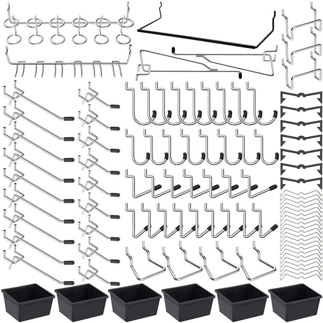 FRIMOONY Pegboard Hooks Assortment, for Organizing Various Tools, with Pegboard Bins, 165 PCS, 80 of Which are Locks