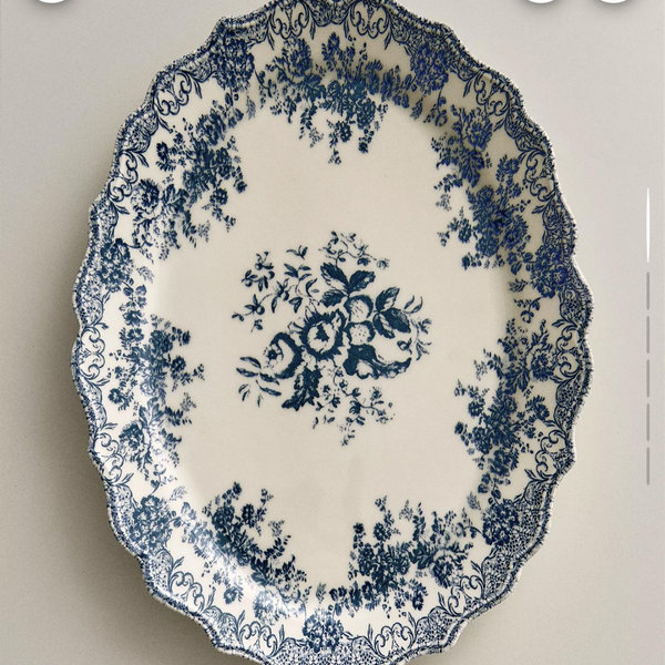 FLORAL EARTHENWARE SERVING DISH