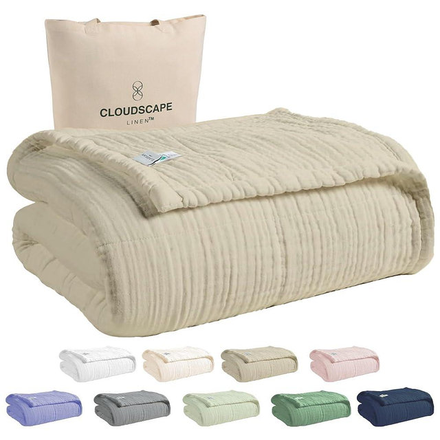 Soft 4 Layer Muslin Cotton Blanket King Size,100% Cotton Blanket, Lightweight and Breathable for All Season, Best for Spring, 92x108, Beige Fog