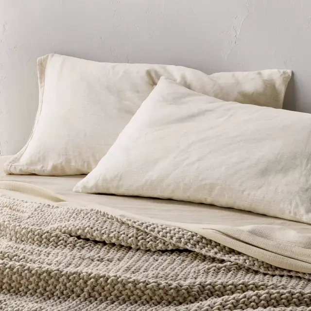 Standard 100% Linen Pillowcases Adobe Clay Micro Striped - Casaluna™