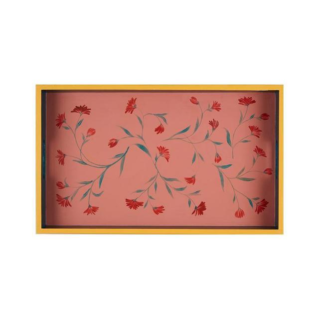 Cabana Hand-Painted Blue and Pink Small Tray