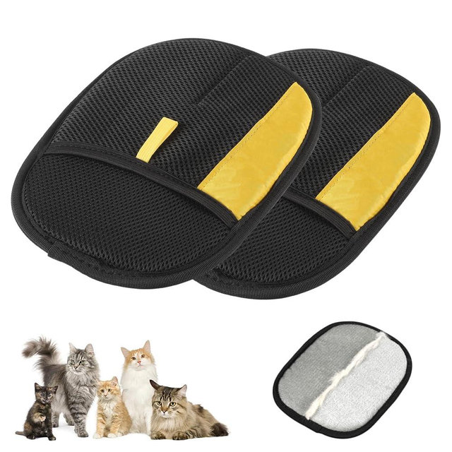 ANYSENT Pet Hair Removal Glove for Cats & Dogs,Electrostatic Microfiber Mitt, Washable & Reusable Hair Remover Glove for Couch, Carpet, Car Seats,Curtains (Black/2pcs)