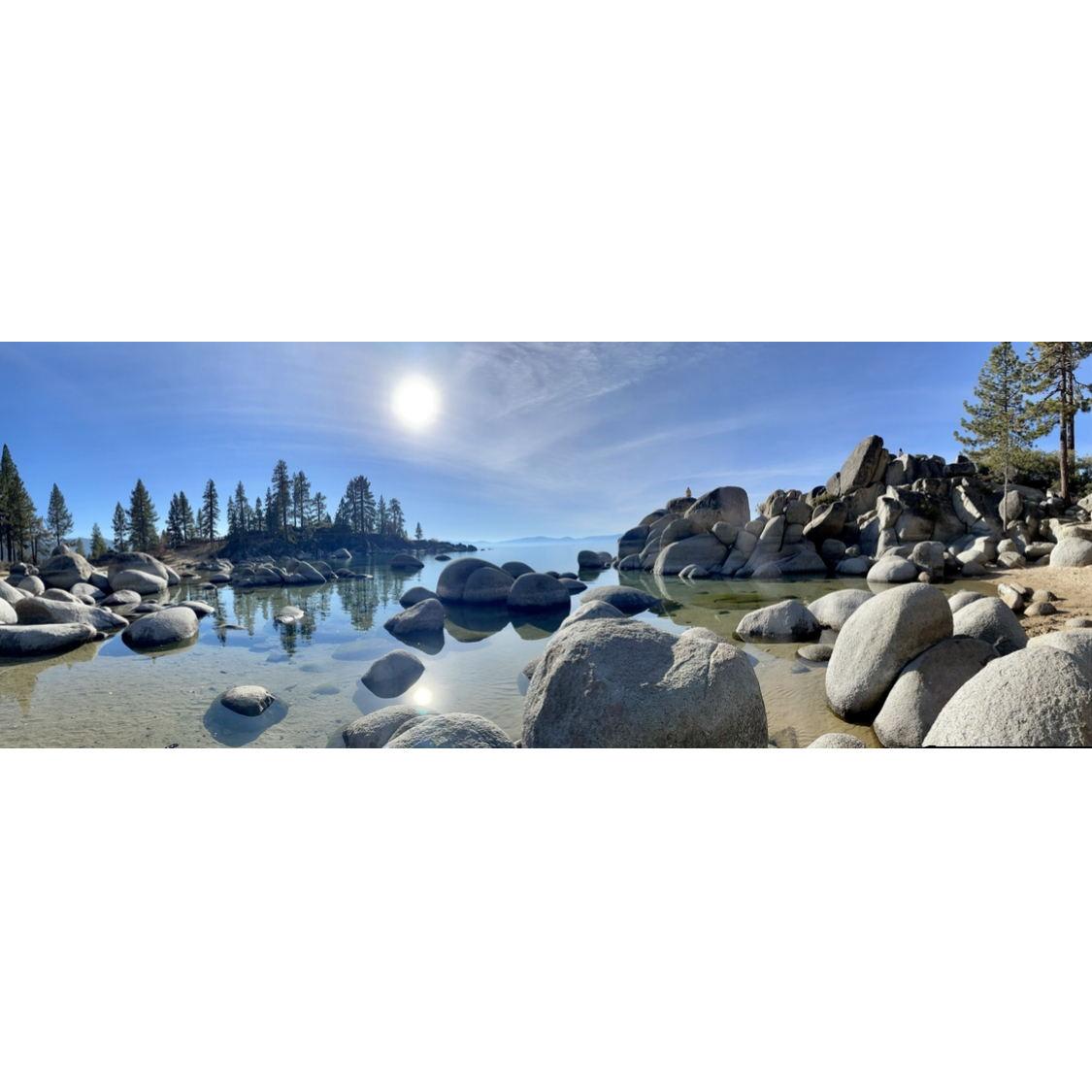 Proposal Day 2021: Bouldering around Sand Harbor (you can see Mako standing on a large boulder on the upper right!)
