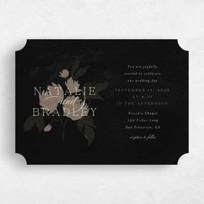 Black Ticket Wedding Invitation - Brocard Landscape