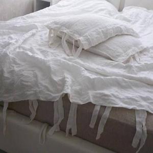 White Linen Duvet Cover with Ties