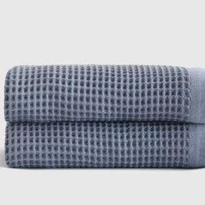 Organic Turkish Waffle Bath Towels (Set of 2) in Mineral