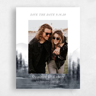 Charcoal, White Wedding Save the Date - Grove Photo