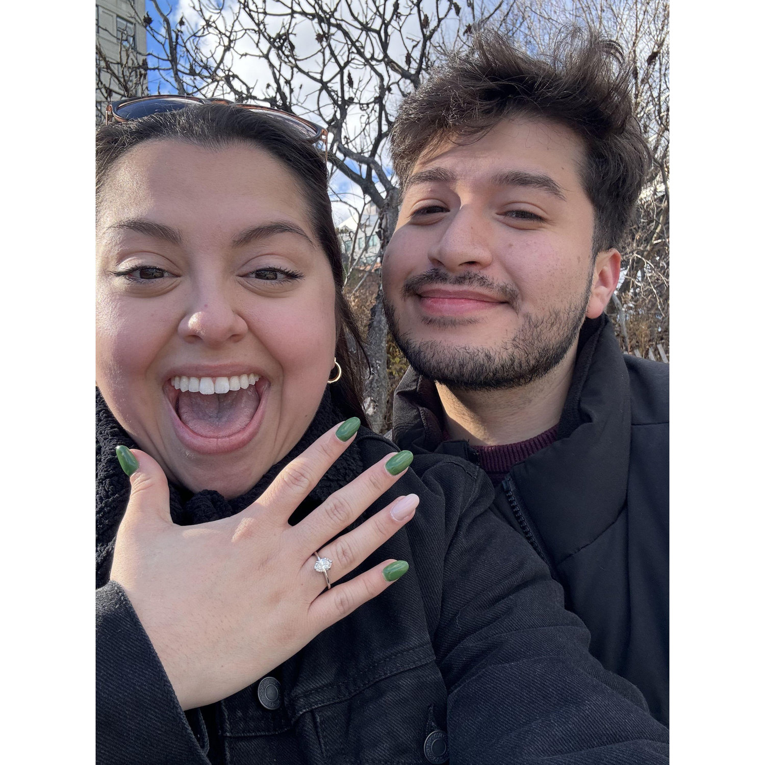 This was the first selfie we took after getting engaged!