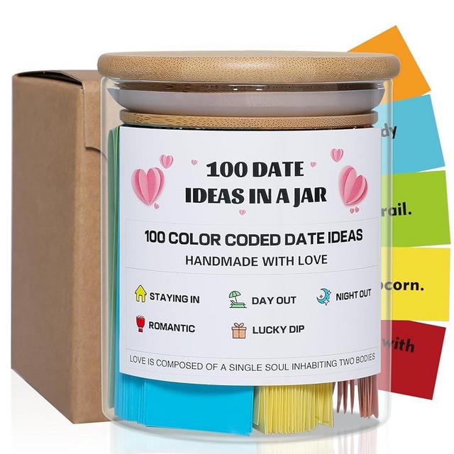100 Date Ideas In A Jar Date Night Ideas Color Coded Date Ideas Budget-friendly Date Jar Wedding/Anniversary/Bridal Shower/Newlyweds Gifts for Couples