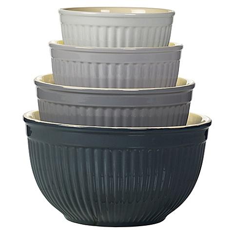 Denmark 4-Piece Ceramic Mixing Bowl Set in Grey