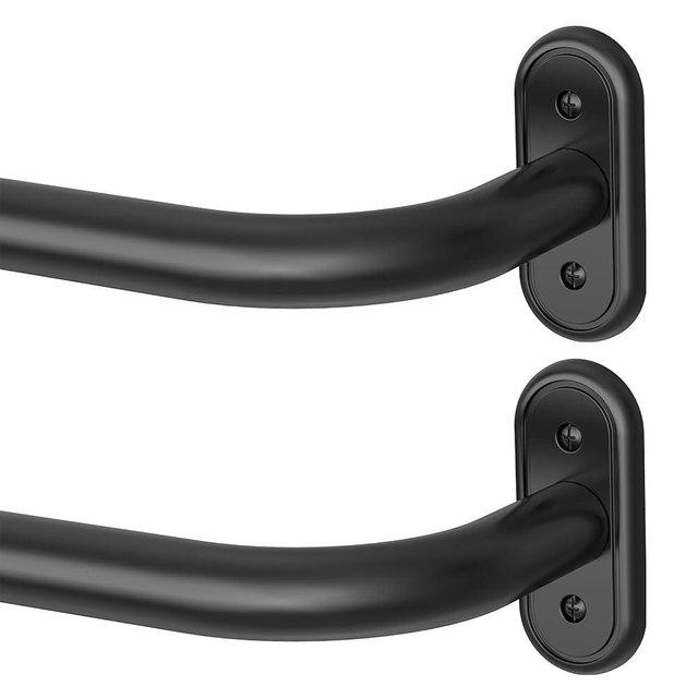 Wolistsa 2 Pack Black Wrap Around Curtain Rod, Heavy Duty Blackout Curtain Rods for Windows 28 to 48 Inch, 1 Inch Adjustable Room Darkening Window Treatment Rods for Bedroom, Living Room, Sliding Door