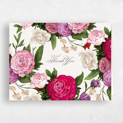 Beige Floral Wedding Thank You - Eleganza Landscape