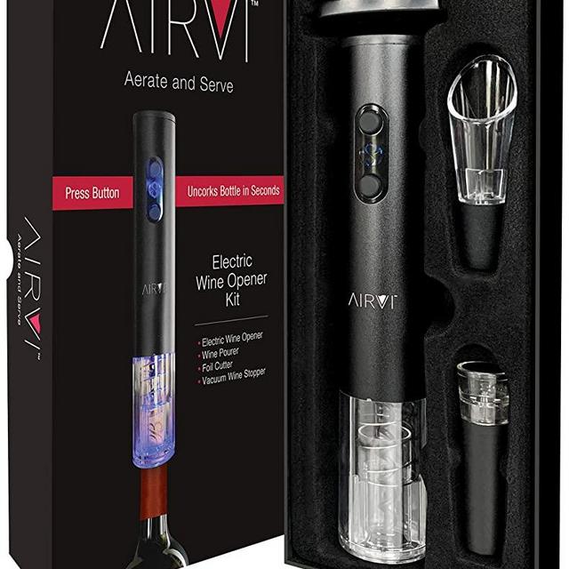 AirVi Electric Wine Opener Kit and Gift Box, Professional Wine Accessories, Automatic Corkscrew, Aerator, Foil Cutter, Wine Stopper