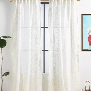 Manette Embroidered Cotton Linen Sheer Curtain