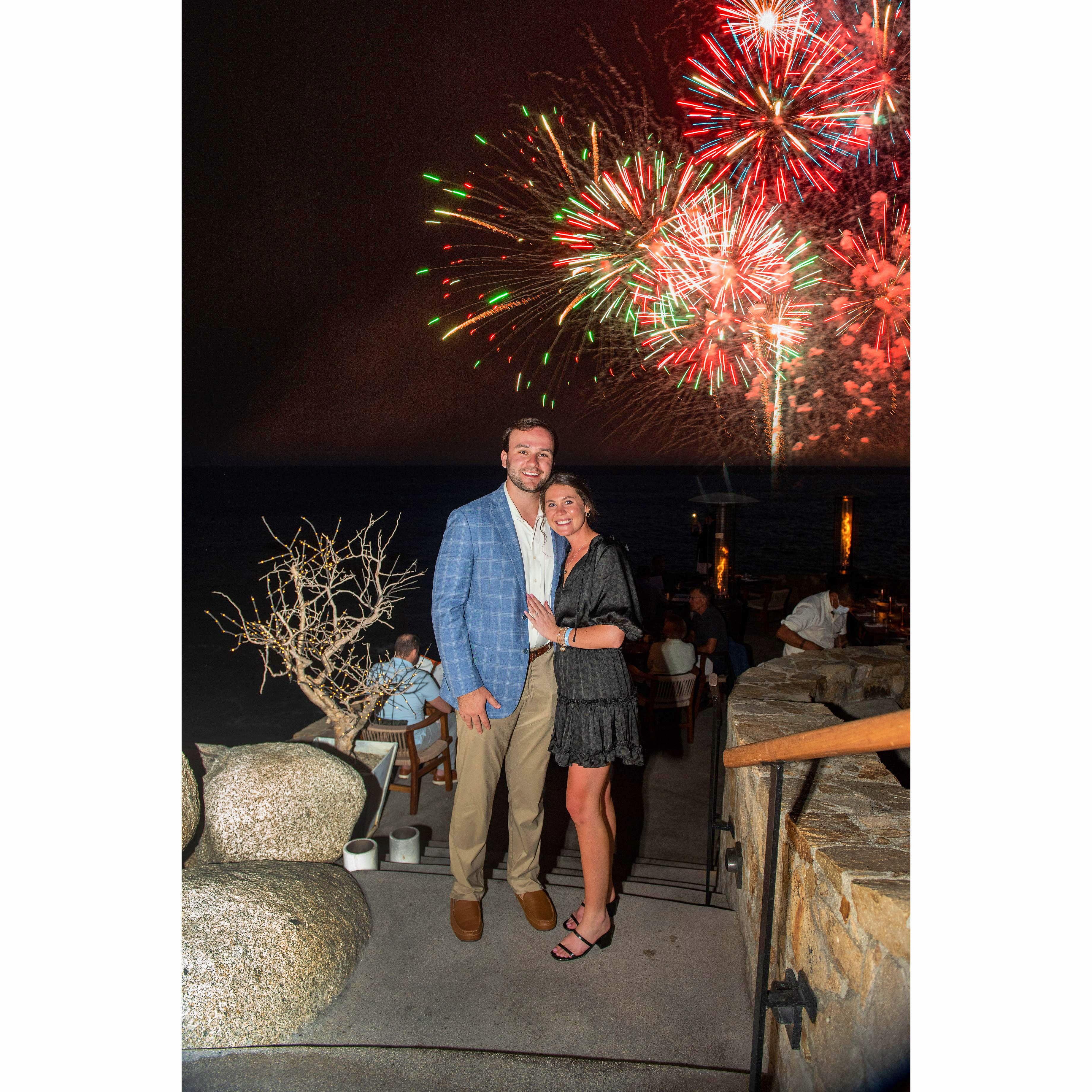 Garrett arranged for fireworks to go off after sunset the night of our engagement!