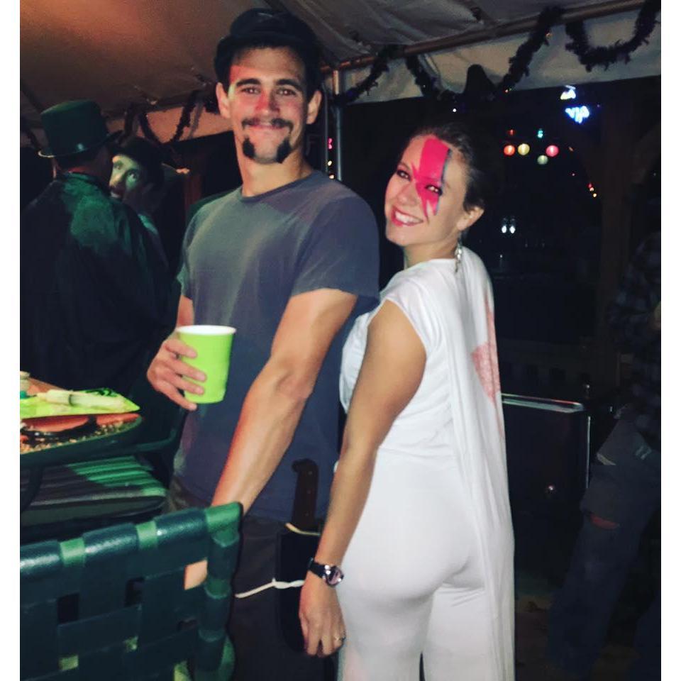 Dane as Jim Bowie and Marne as David Bowie (Starman). It may not be a common couples costume, but we think we made it work!