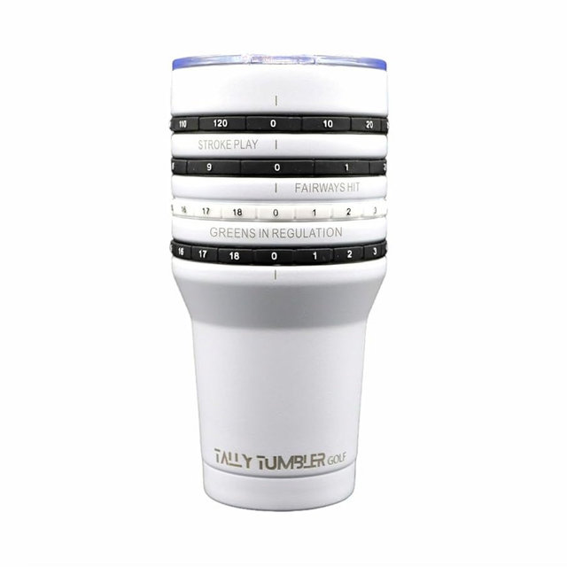 Tally Tumbler Golf Stainless Steel Cup, 30 oz Leak Proof Lid, Double Wall Insulation, Golf Tumbler with Score Keeping Counter used for strokes per hole, Greens in Regulation & Fairways Hit
