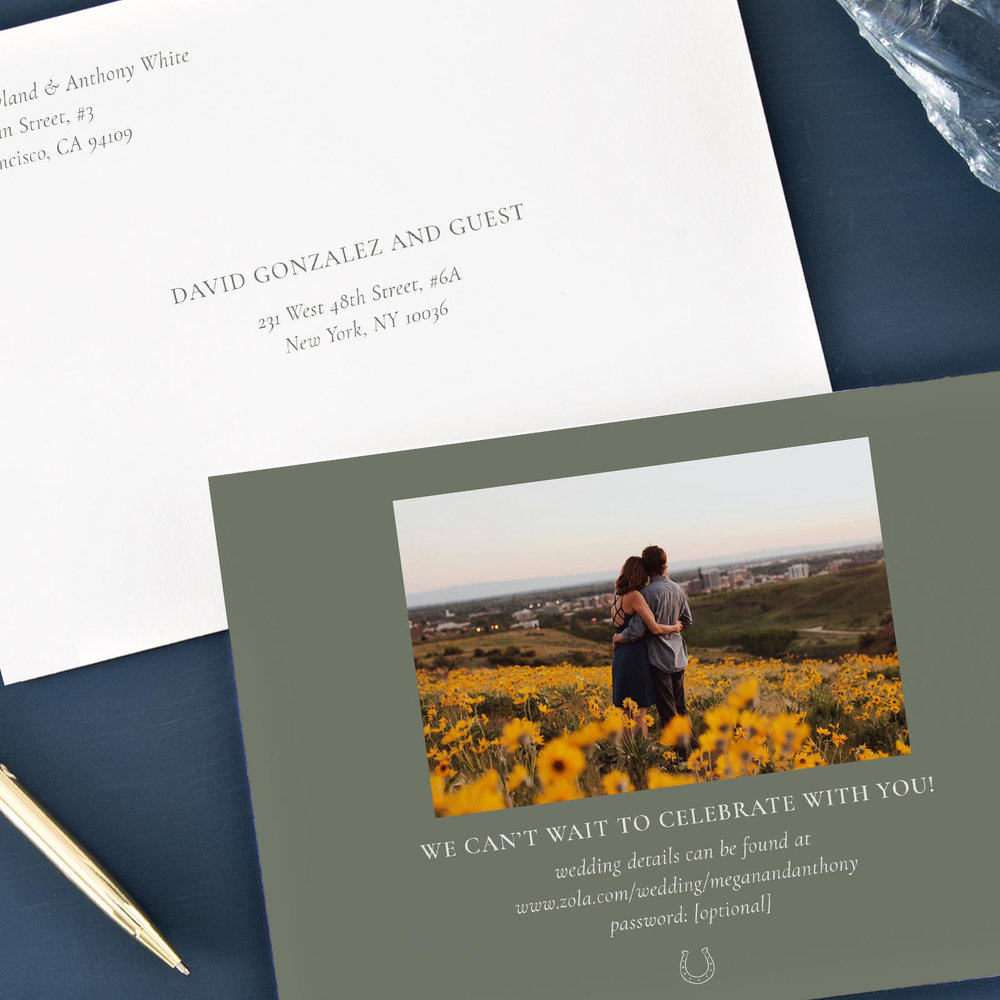 Humbyrd Photo | Dark Sage | Zola Wedding Invitations