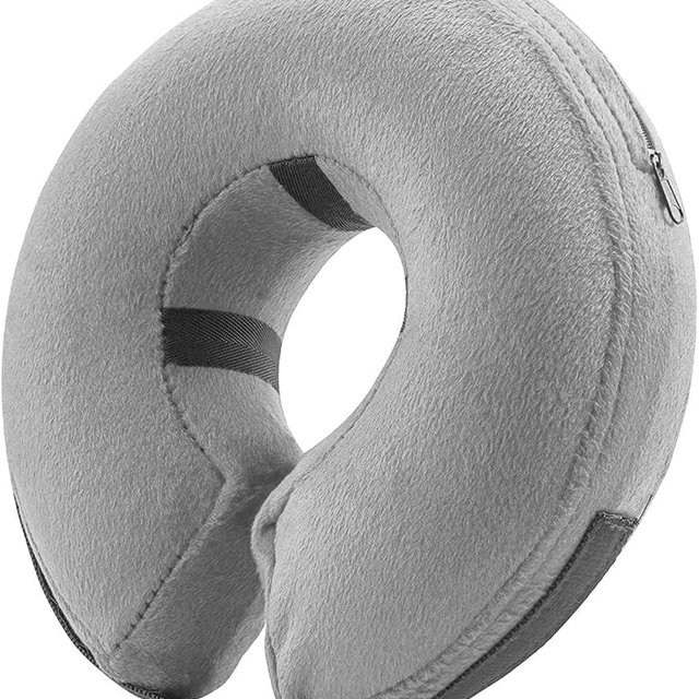 BENCMATE Inflatable Dog Cone Collar Alternative, Soft Dog Cone for Small Medium Large Dogs and Cats, Neck Recovery ECollar Donut Collar After Surgery (Large, Grey)