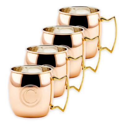 Old Dutch International Solid Copper Monogram Block Letter "C" Moscow Mule Mugs (Set of 4)