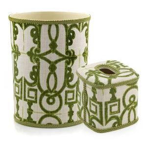 Grecian Green Wastebasket & Tissue Box Cover
