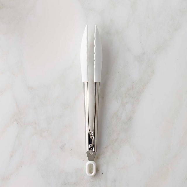 Williams Sonoma Stainless-Steel Silicone Tongs, 6", White