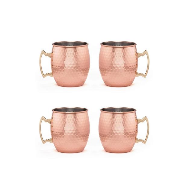 Thirstystone by Cambridge 20 oz Hammered Copper Moscow Mule Mugs - Set of 4