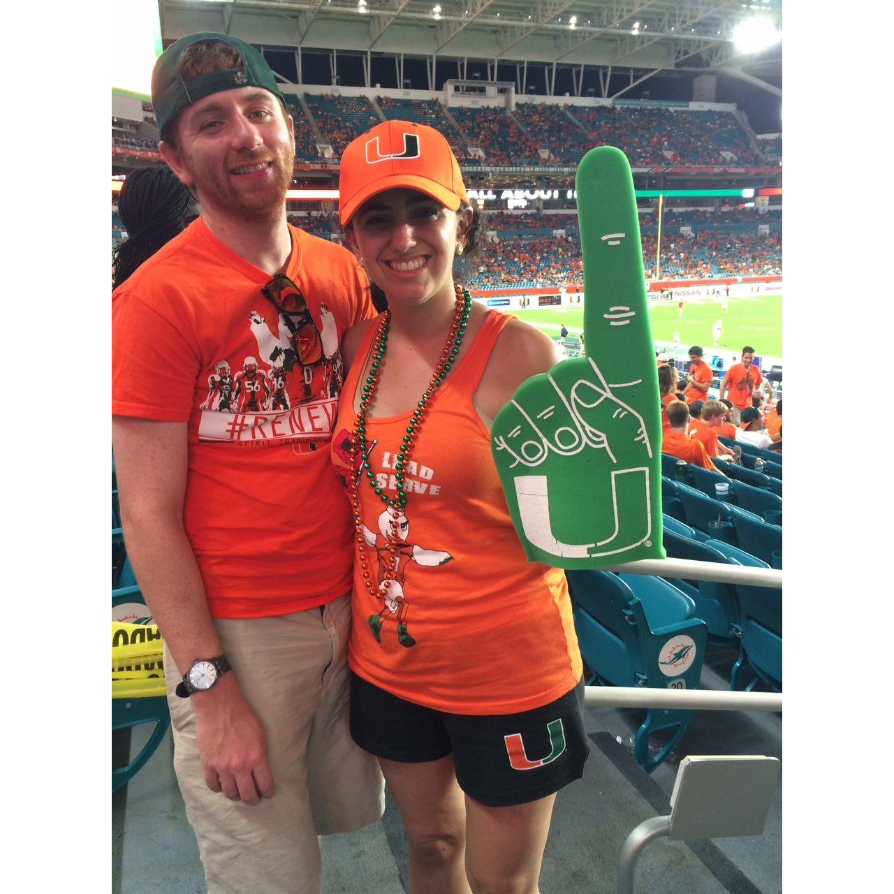 Go Canes! University of Miami football game.